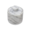 Marble-textured container with a lid on a white background