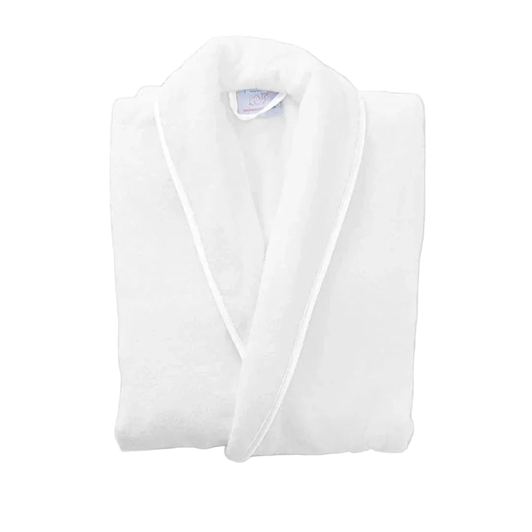 White on white bathrobe on white background