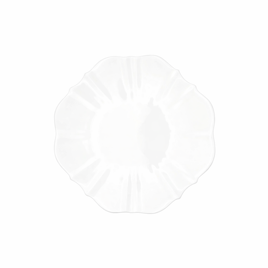 White rim salad plate on white background