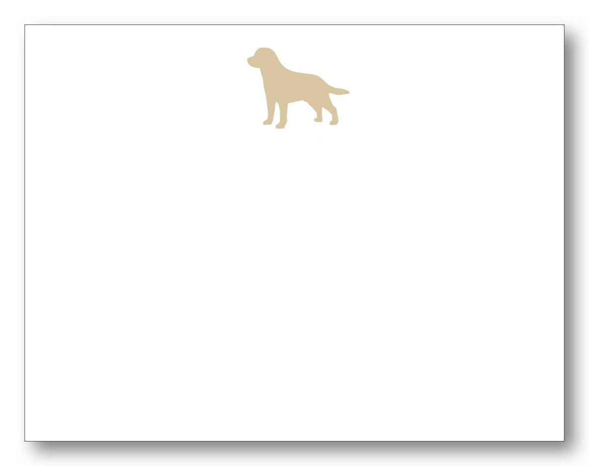 Set of 8 white notecards with yellow lab at top 
