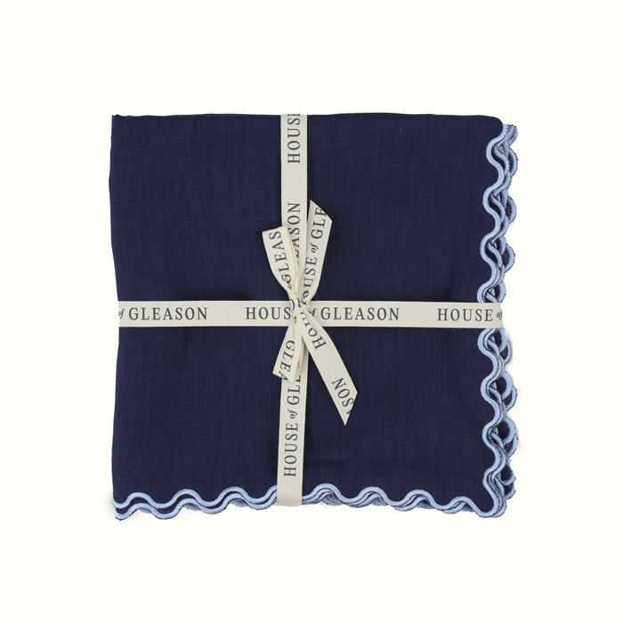 Navy Linen Dinner Napkins - Set of 4