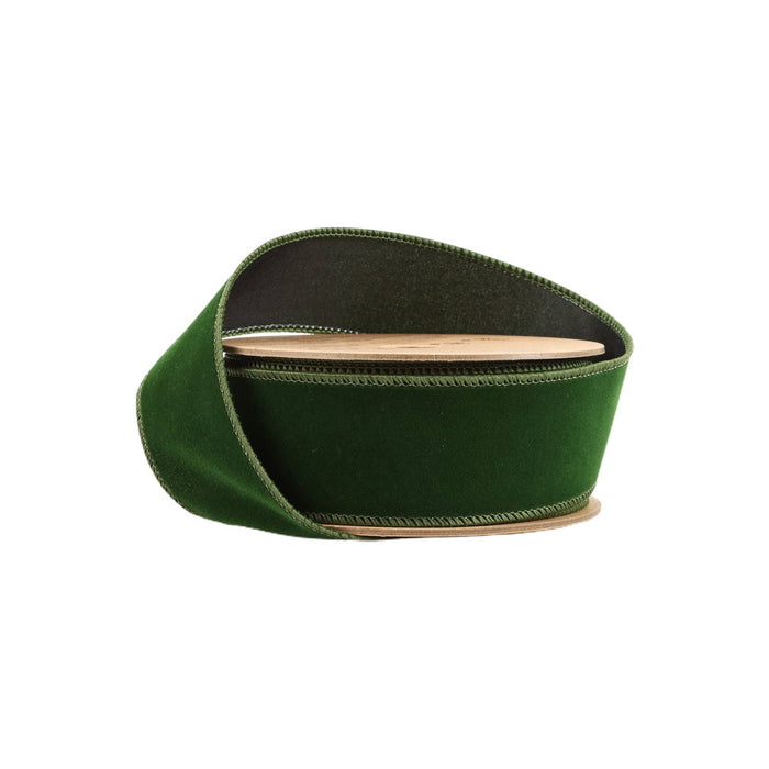 1 1/2" Wired Velvet Spruce Ribbon