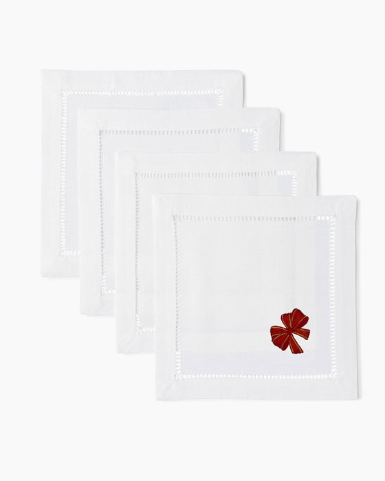 Holiday Red Bow Cocktail Napkins