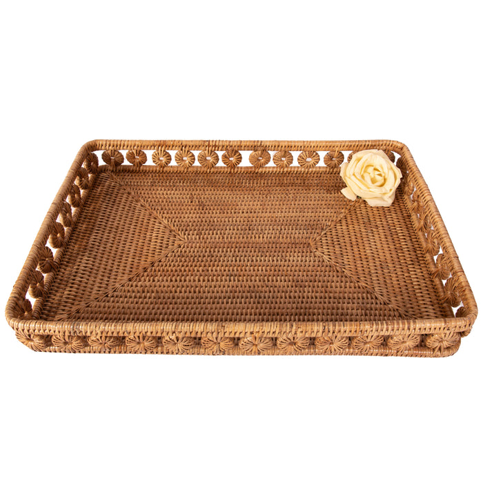 Rattan Rectangular Tray - 21"