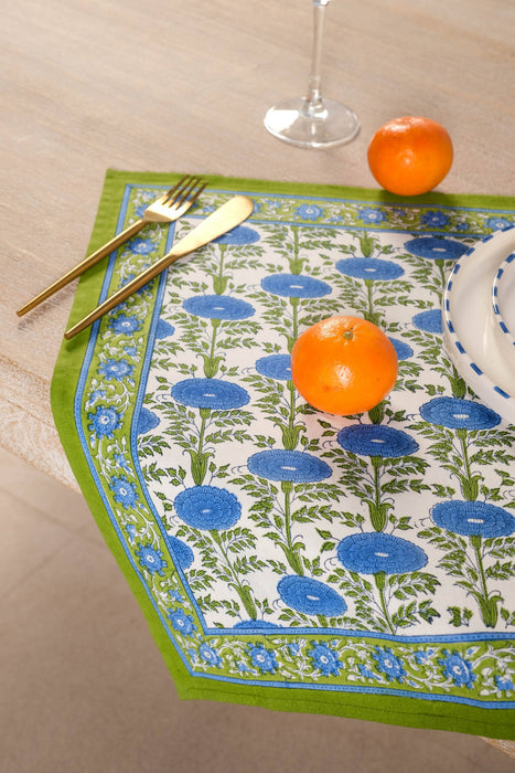 Blue Araminta Blockprint Napkins, Set of 4