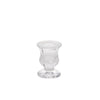 Clear glass candle holder on a white background