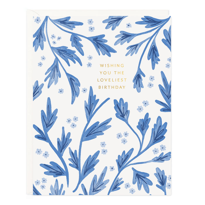 Blue Vines Birthday Card