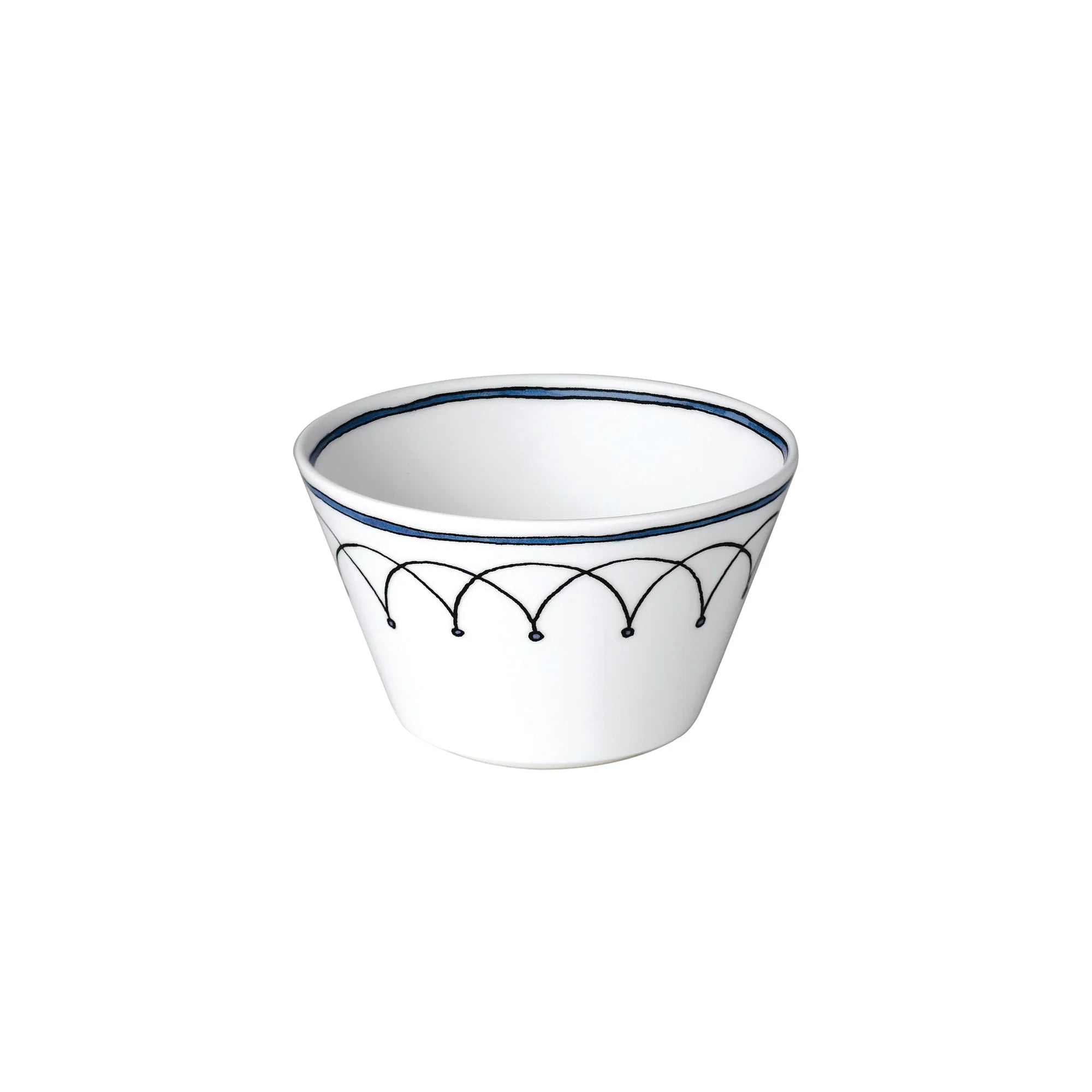 Blue Bird fruit, nut, snack bowl with blue design on white background 