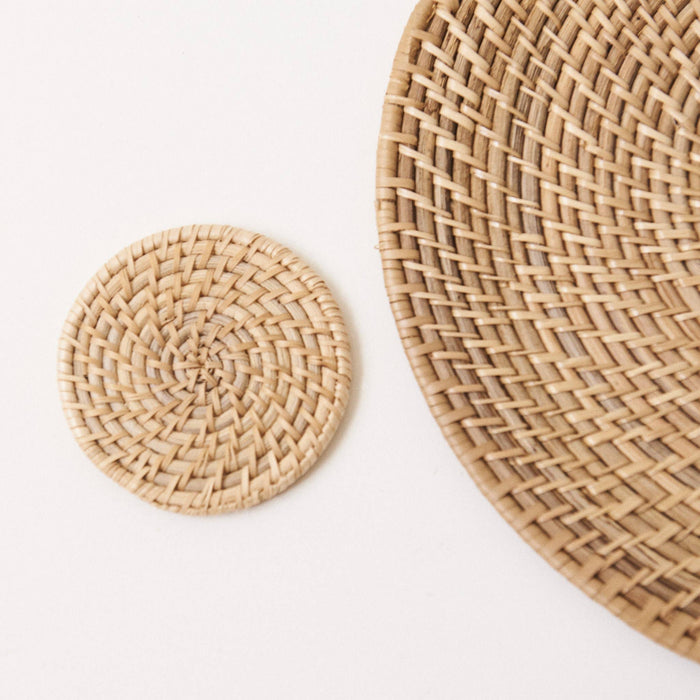 Laguna Woven Rattan Coasters, Set of 4