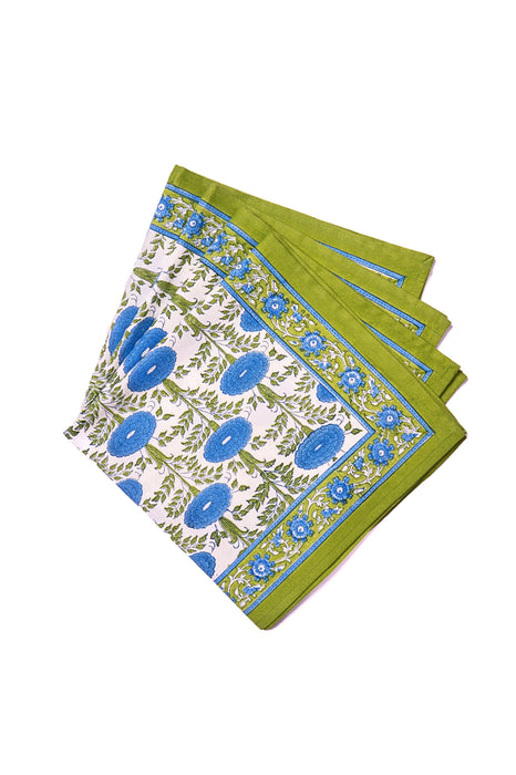 Blue Araminta Blockprint Napkins, Set of 4