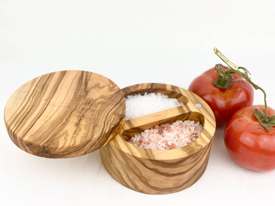 Olive Wood Double Salt Cellar: 4"