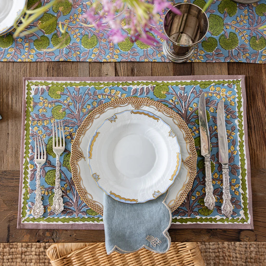 Cactus Flower Teal &amp; Green Placemat - Set of 4