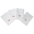 Set of 4 white linen napkins with Ciao embroidered in red 