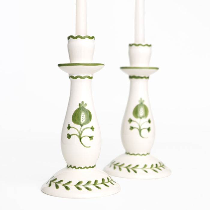 Crest Green Candlestick - Set of 2