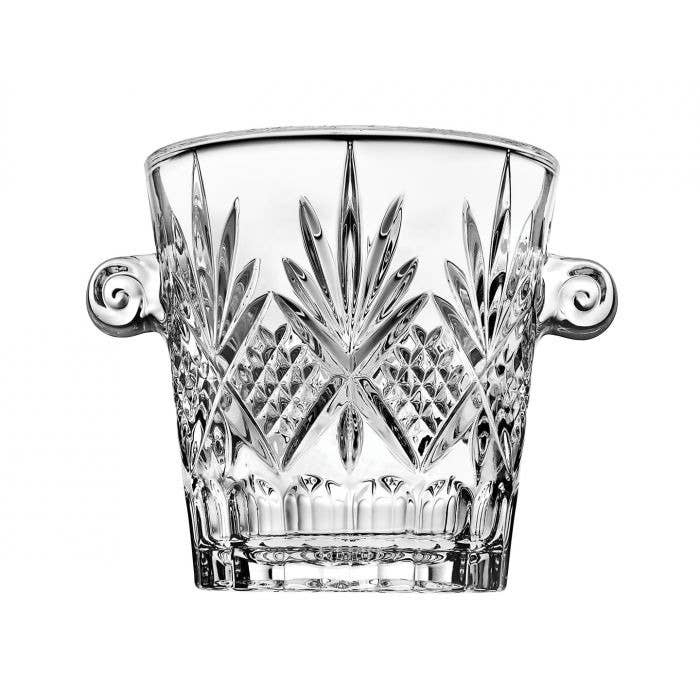 8" crystal ice bucket on white background 