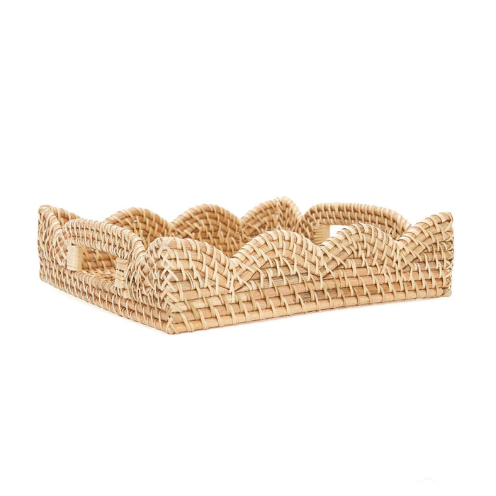 Scalloped Woven Rattan Tray