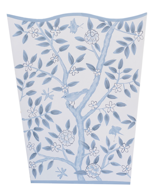 Blue & White Bird Waste Paper Basket