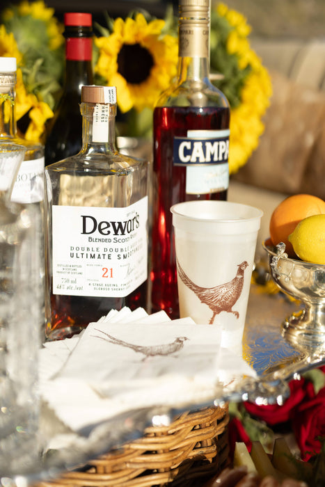 Pheasant Strut White Beverage Napkins