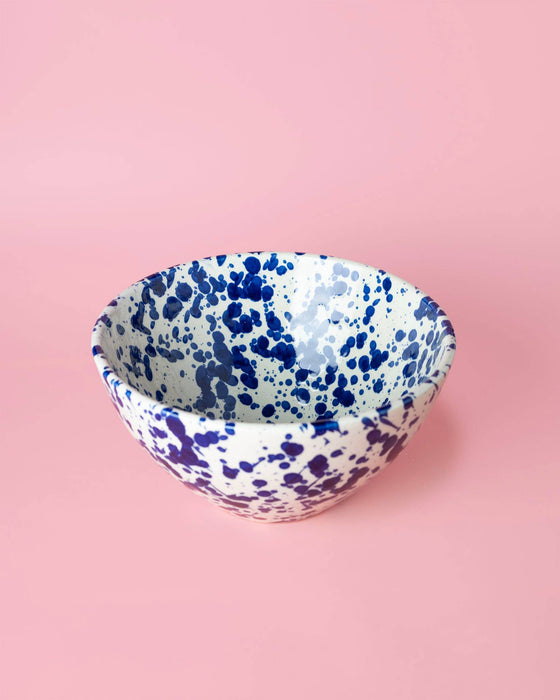 Blue Splatter Salad Bowl