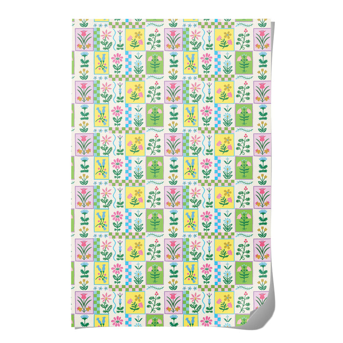 Retro Flower wrapping paper: Rolls of 3 sheets