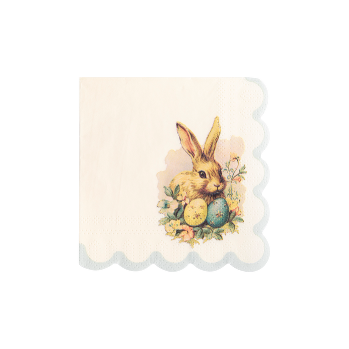 Vintage Easter Bunny Scallop Paper Cocktail Napkins