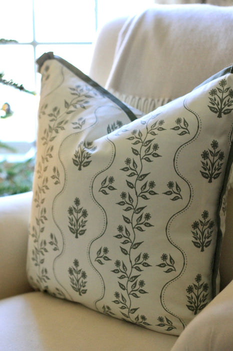 Elizabeth Pillow Covers in Spruce with Spruce Flange