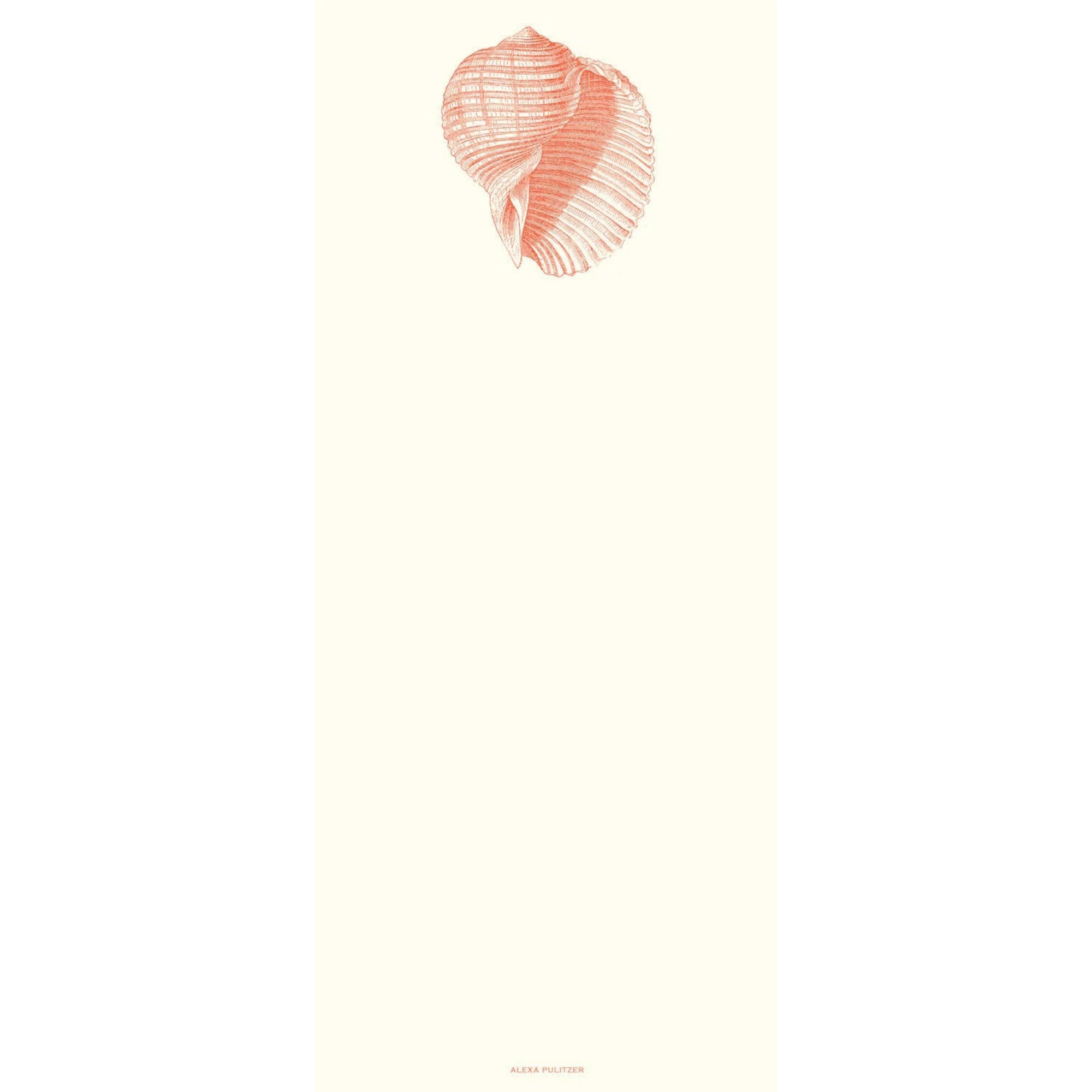 Homeport Dolium long notepad featuring a coral-colored seashell illustration by Alexa Pulitzer on cream paper.