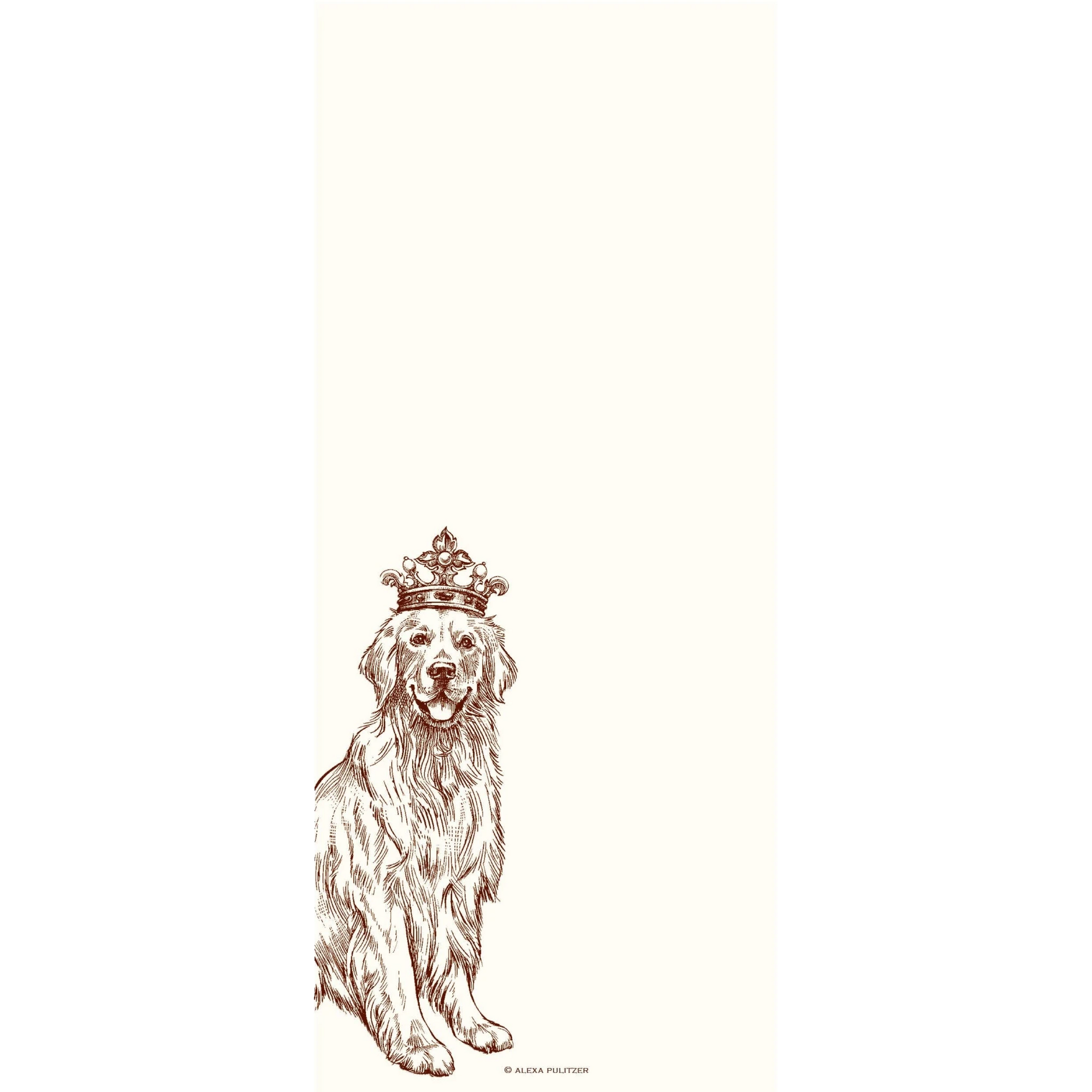 Homeport Royal Golden Retriever long notepad featuring a brown ink illustration of a dog wearing a crown