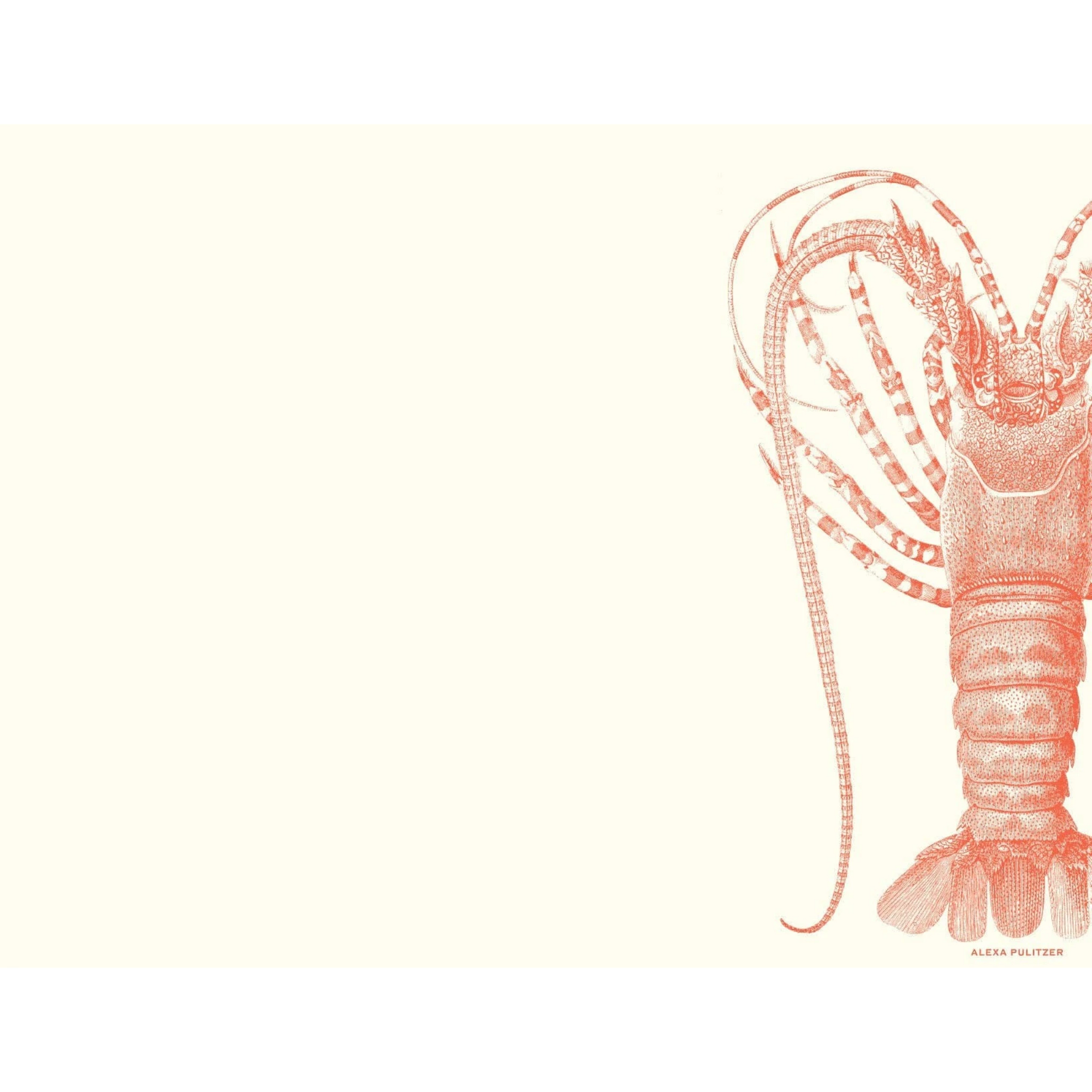 Homeport lobster notecard set featuring detailed red crustacean artwork by Alexa Pulitzer on cream paper