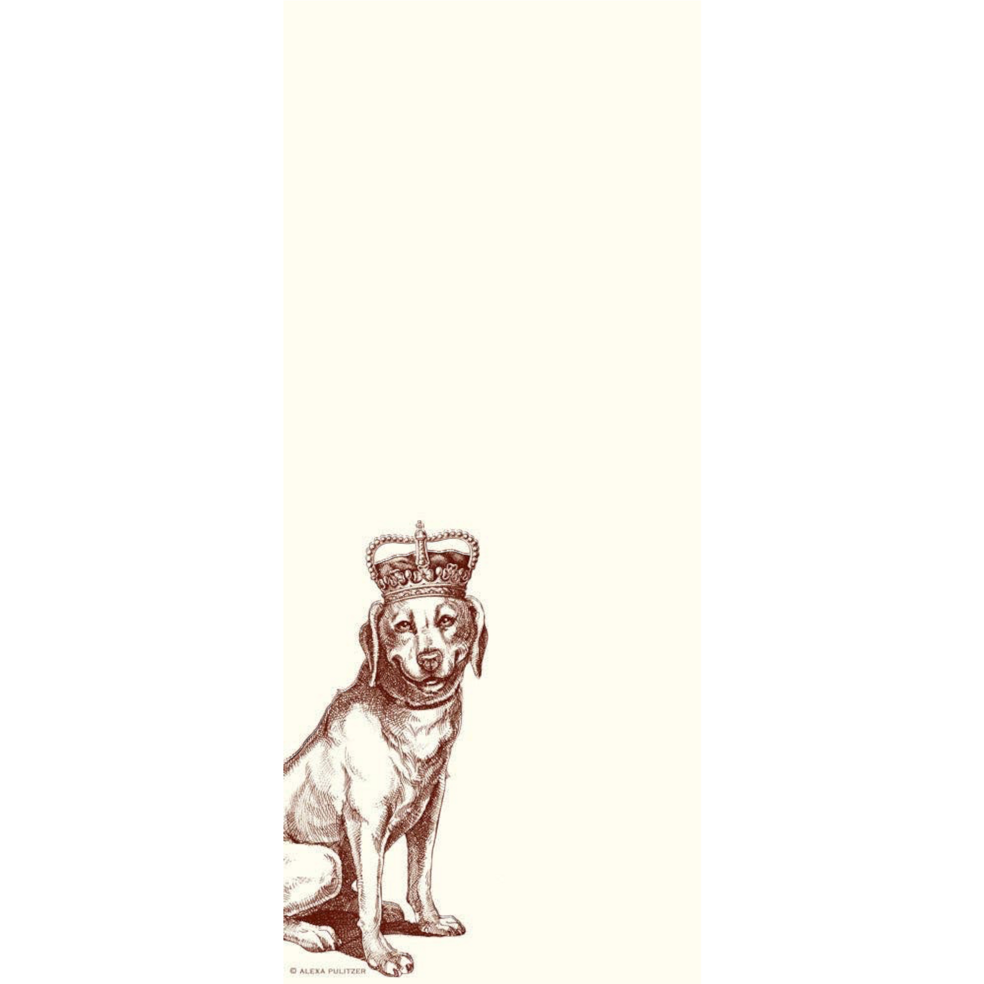 Homeport Royal Labrador long notepad featuring an elegant brown ink illustration of a dog wearing a crown.