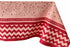 Tablecloth with flowers and zig zag bottom detail in reds and pinks 