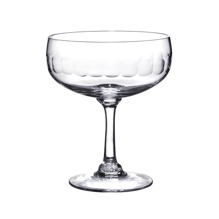 Crystal Champagne Coupe with Lens Design - Set of 4