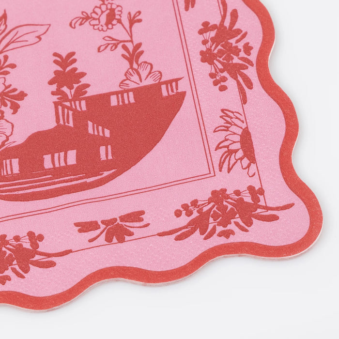 Pink Vintage Botanical Cocktail Napkins