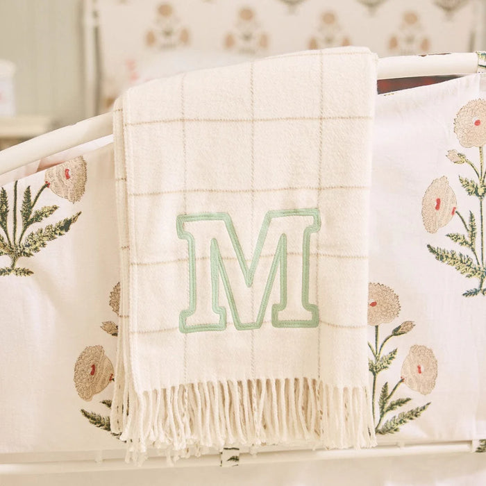 Neutral Windowpane Throw Blanket