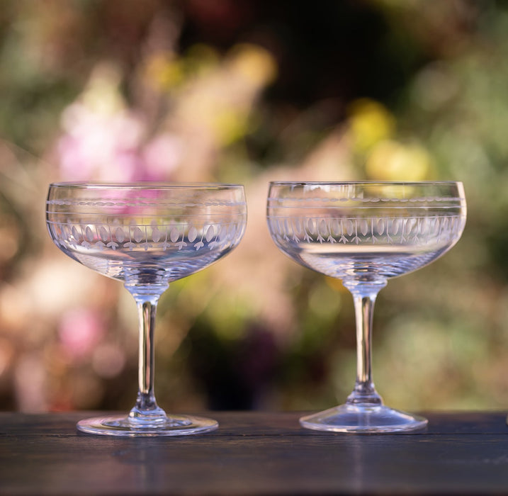 Champagne Coupes with Ovals Design - Set of 4