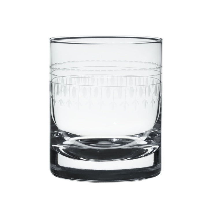 Crystal Whiskey Glasses with Ovals Design - Set of 2