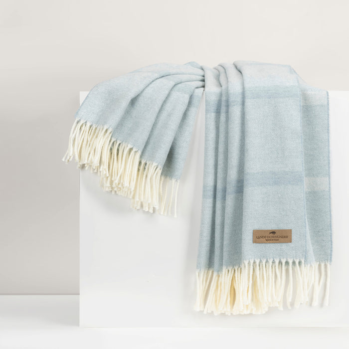 Crystal Blue Montauk Stripe Herringbone Throw