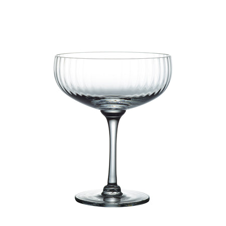 Clear glass cocktail bowl on a white background