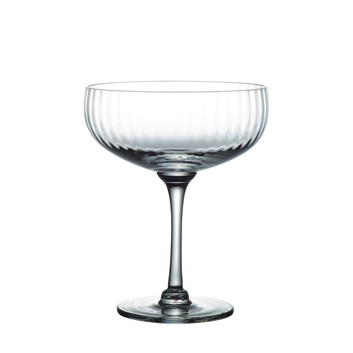 Clear glass cocktail bowl on a white background