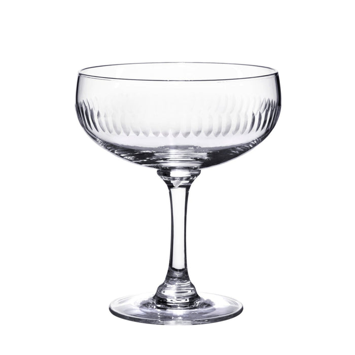 Crystal Champagne Coupe with Spears Design - Set of 4