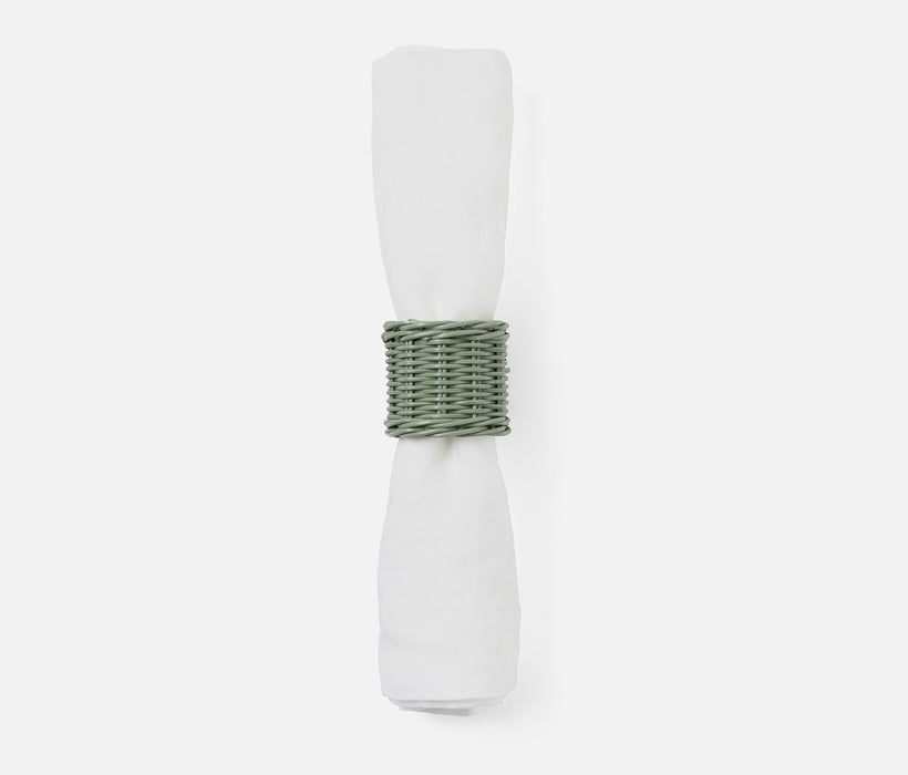 Pine Green Woven Napkin Rings - Set of 4