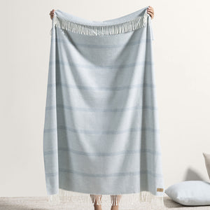 Crystal Blue Montauk Stripe Herringbone Throw