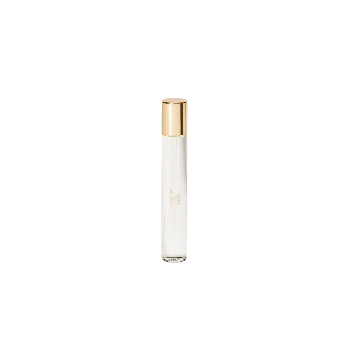 White rollerball pen with gold cap on a light gray background