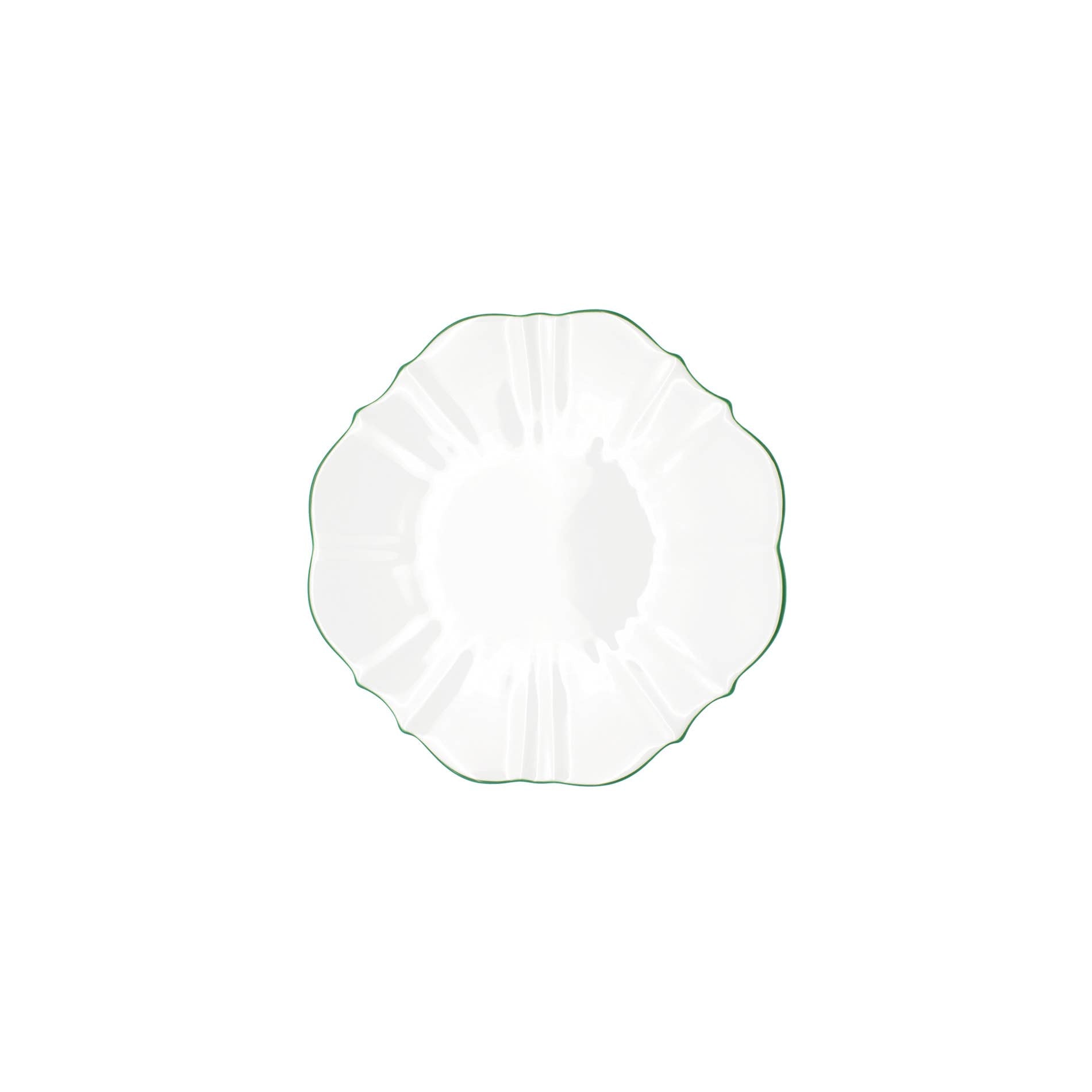 White bread plate with forest green rim 