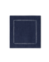 Navy Linen cocktail napkin with stitching 