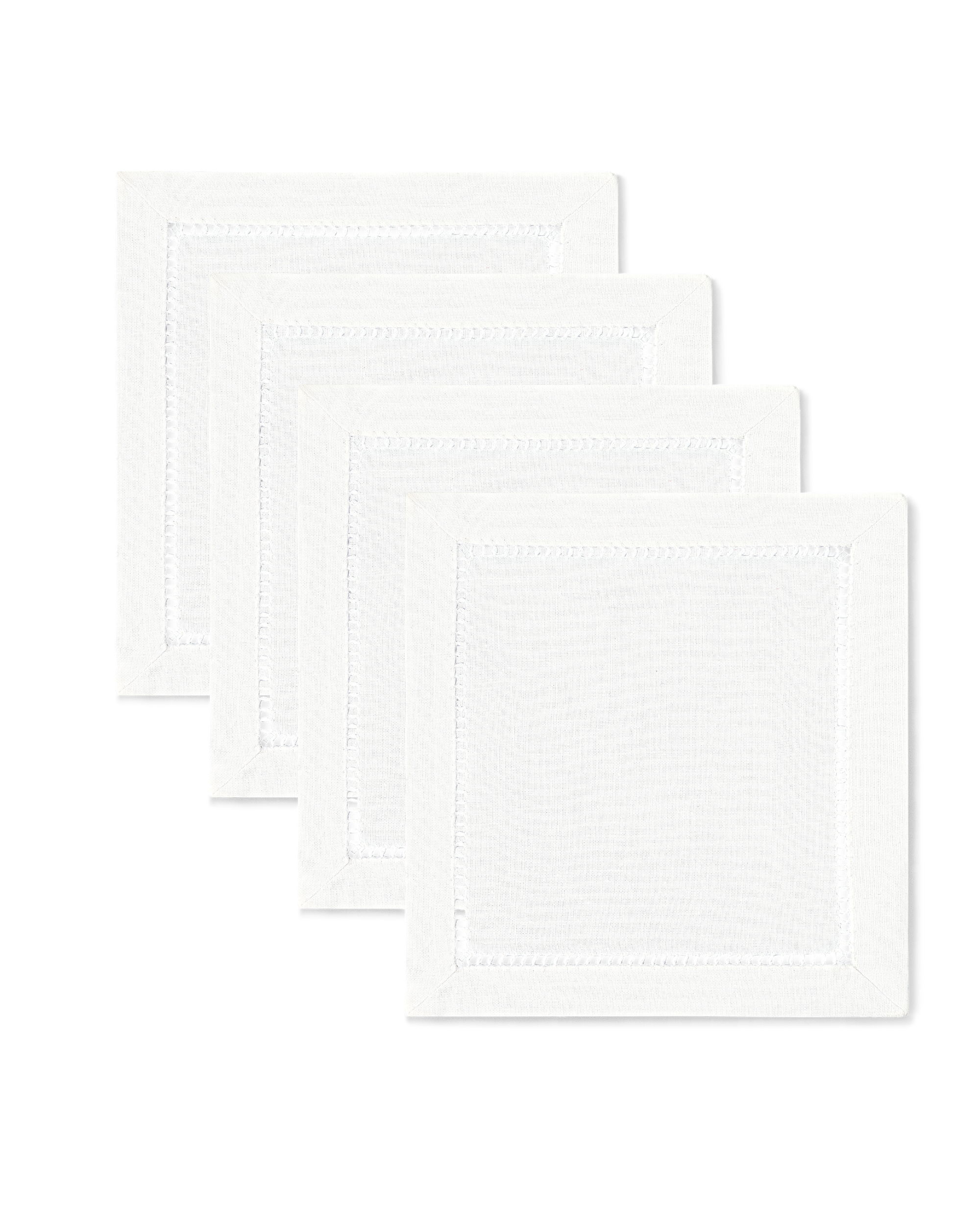 Set of 4 white linen cocktail napkins 